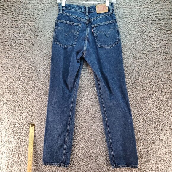 Levis Jeans Womens 25 Blue 501 Original Fit High-Rise Straight-Leg Cotton Denim - Picture 1 of 11